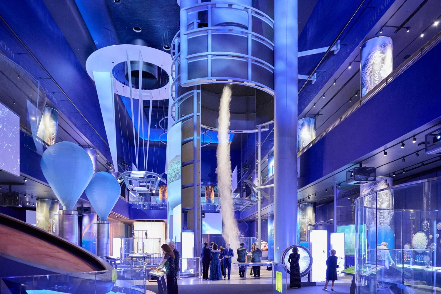 Tornado exhibit hall in blue light during the 007 Columbian Ball