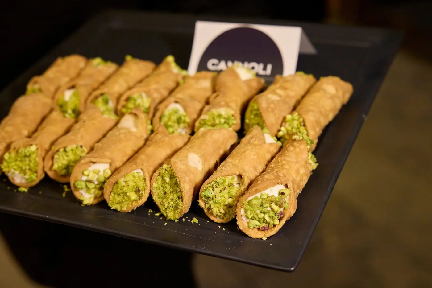 Pistachio cannoli dessert tray at the Columbian Ball