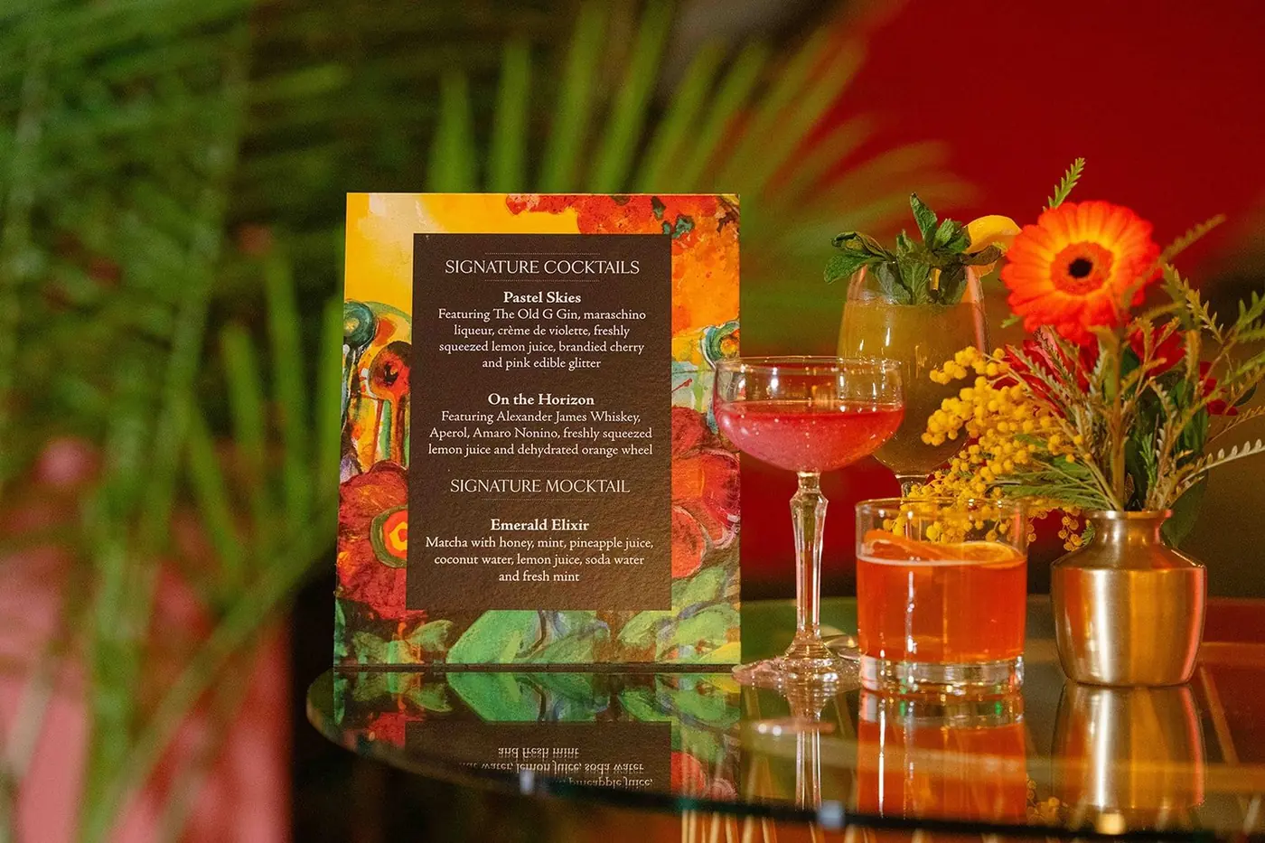Signature cocktails and mocktail menu at the Black Creativity Gala