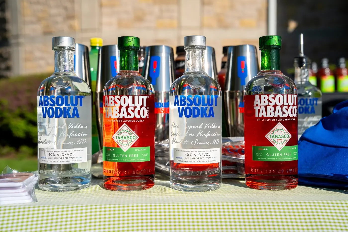 Absolut vodka bottles lined up at the Chicago Bowl bar