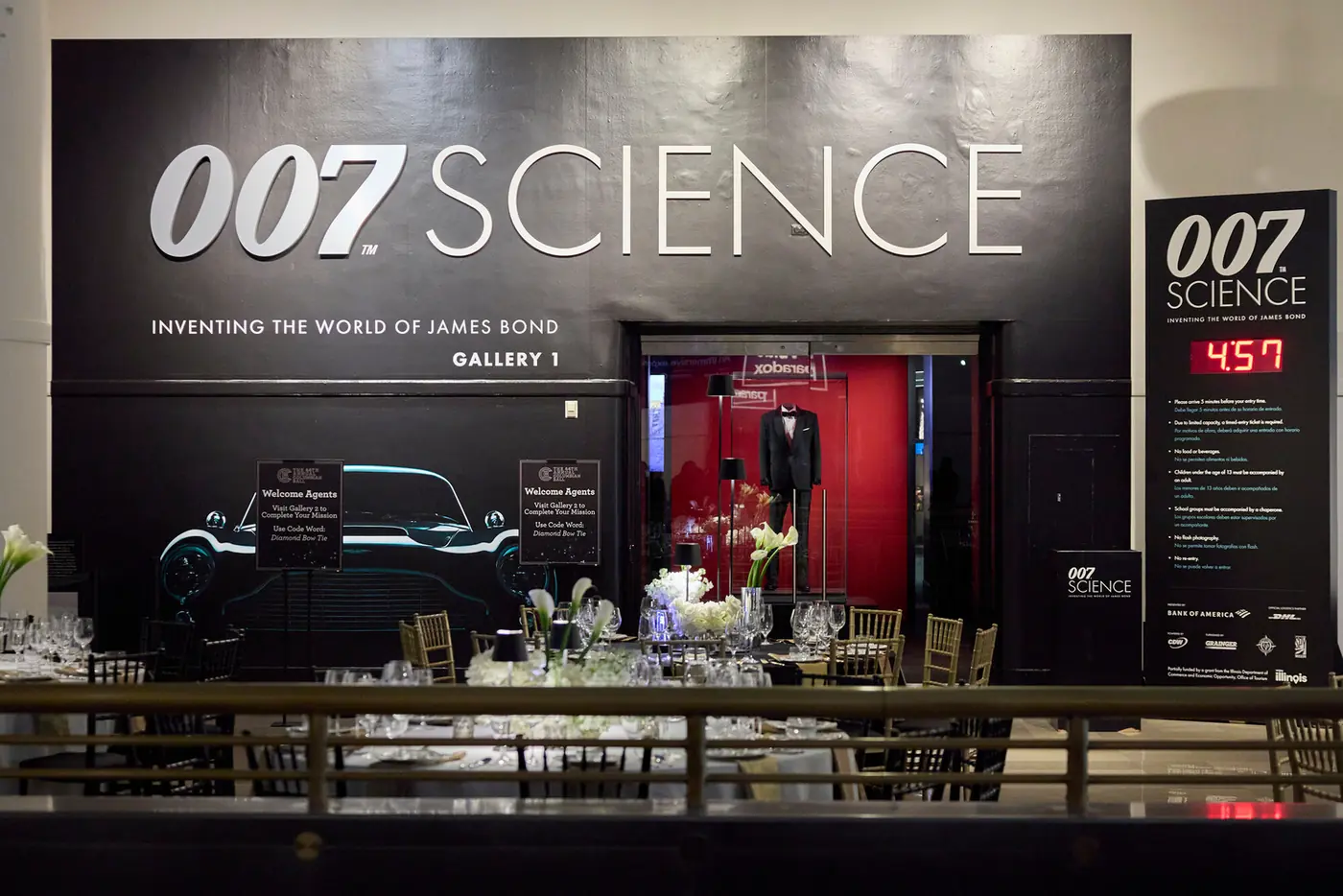 007 SCIENCE exhibition entrance staged for a gala produced by Michigan Avenue Events