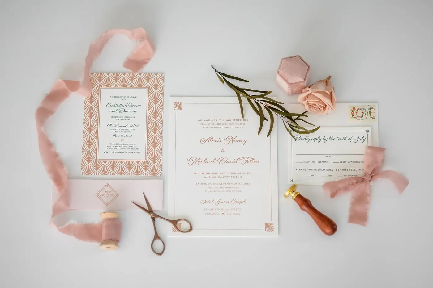 Invitation suite for Alexis Nancy and Michael David Felton
