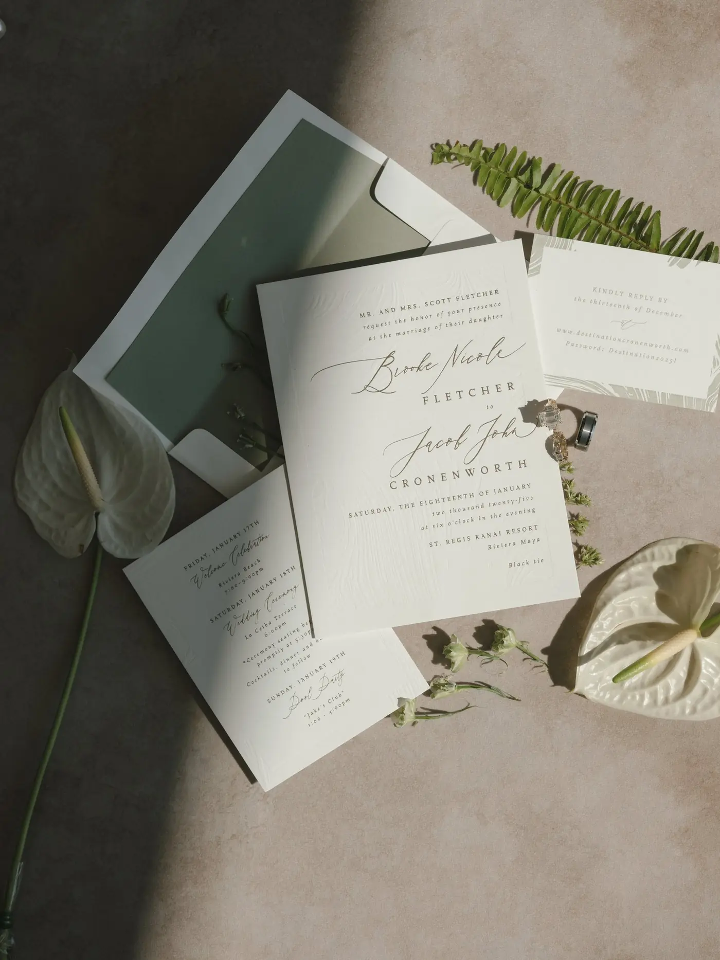 Invitation suite for Brooke and Jacob's wedding planned by Michigan Avenue Events