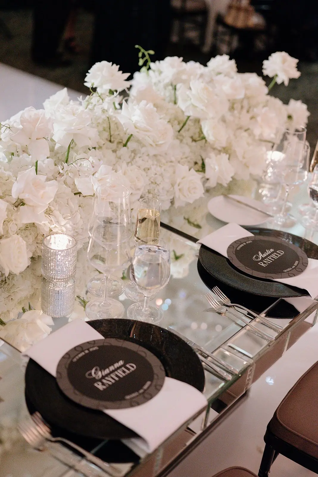 Sweetheart table place settings for Gianna and Austin Rayfield