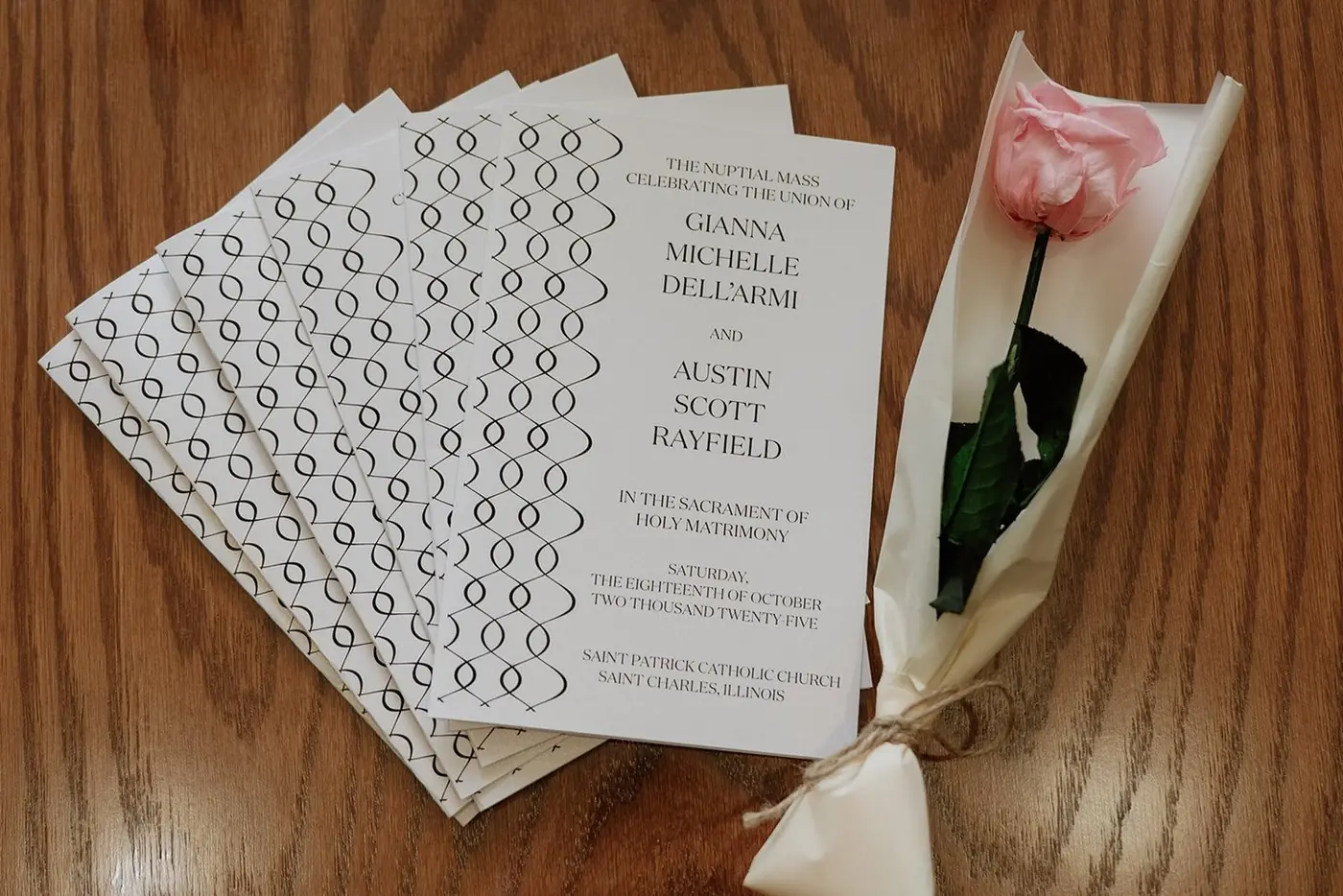 Wedding programs for Gianna Dell'Armi and Austin Rayfield