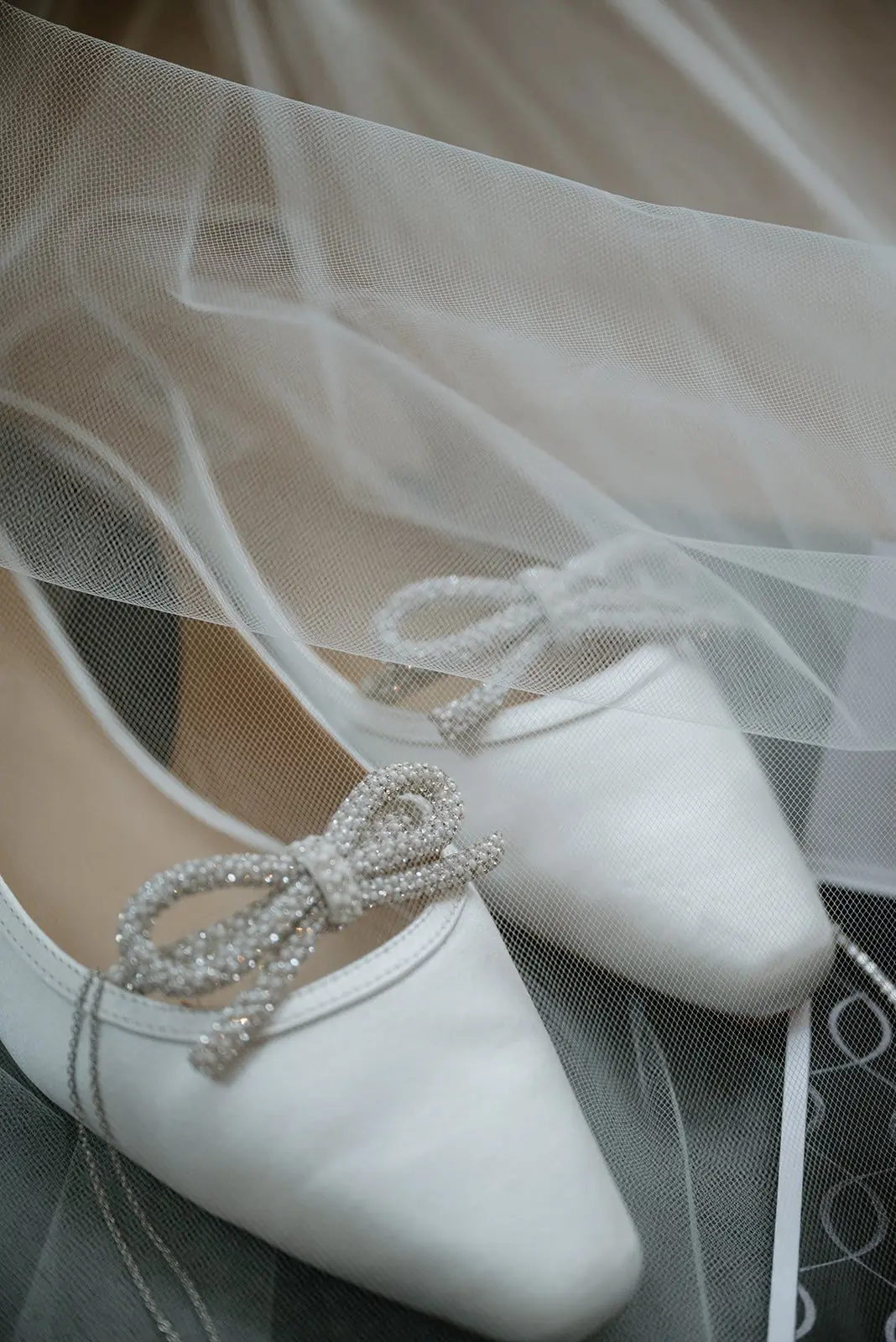 Bridal shoes and veil detail from Gianna and Austin's wedding day