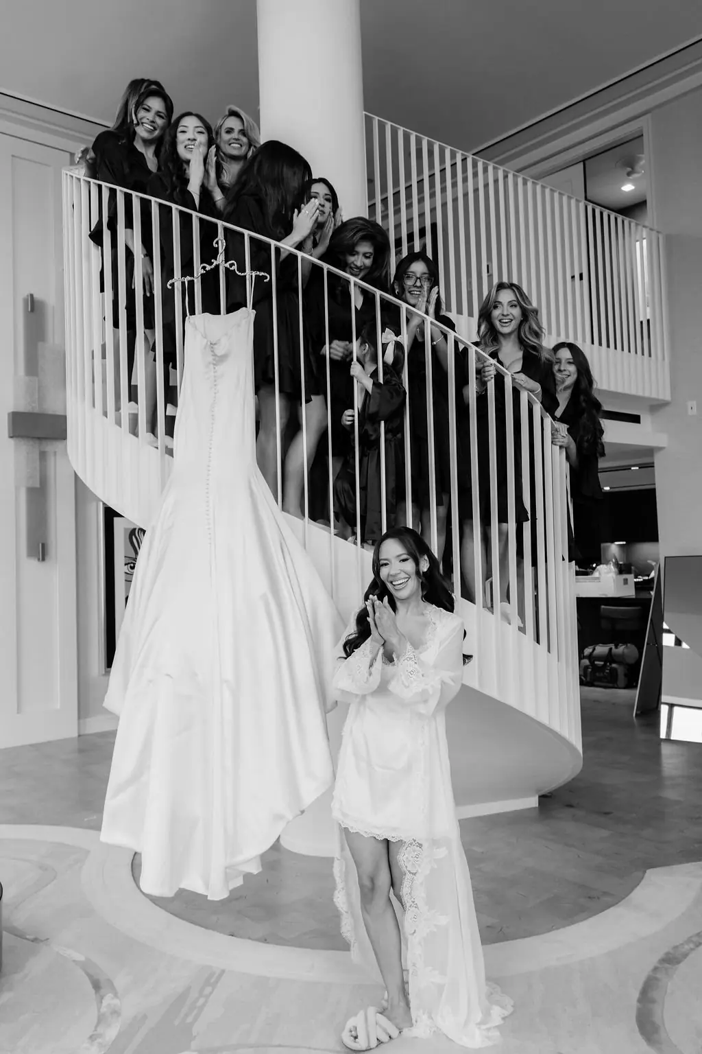 Jackie with bridesmaids before the dress reveal
