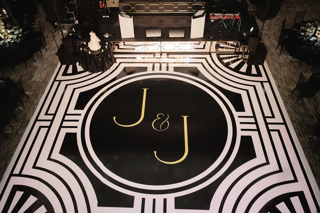 Custom J & J dance floor at Jackie and Joe's Ritz-Carlton reception