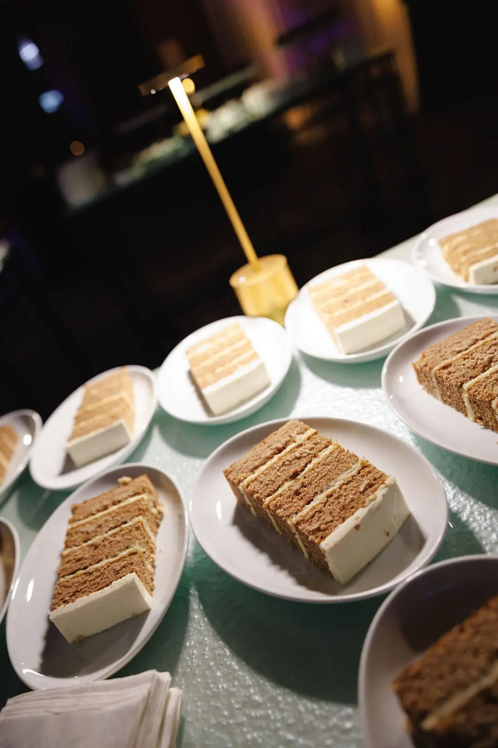 Cake service at Jackie and Joe's New Year's Eve reception