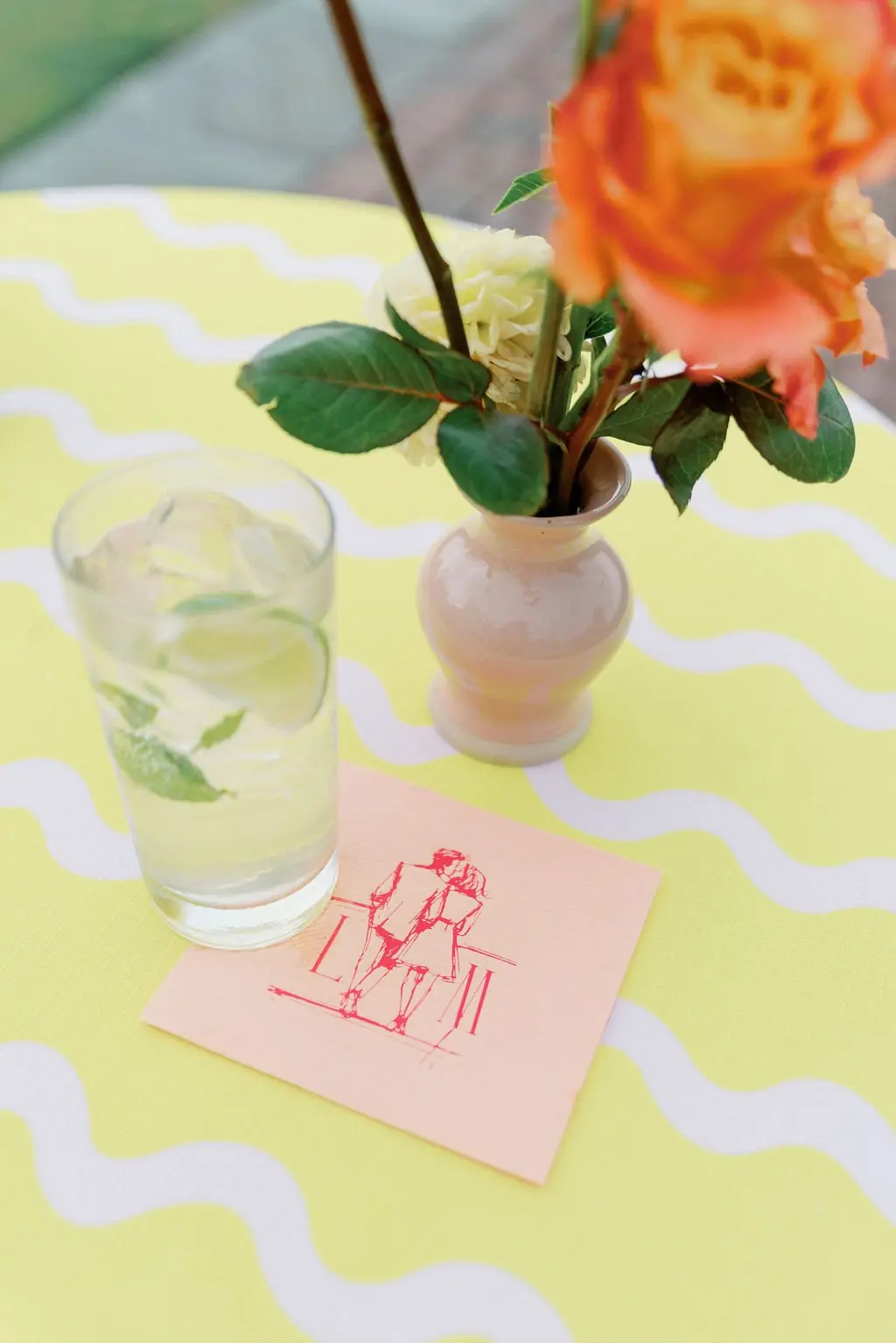 Custom cocktail napkin and drink detail from Lisa and Matt's Shoreacres celebration