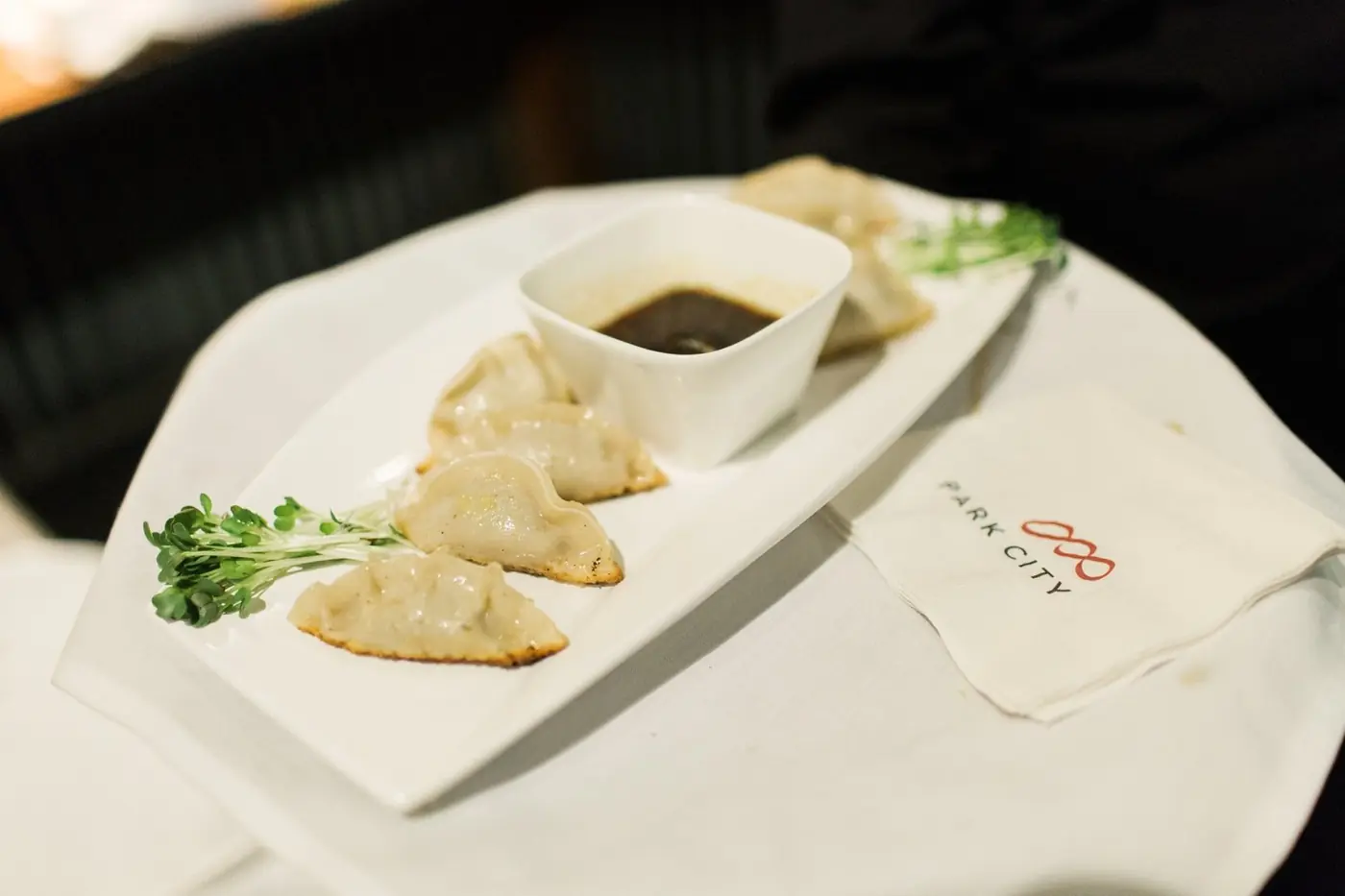 Park City dumplings passed at Rian and Matt's reception