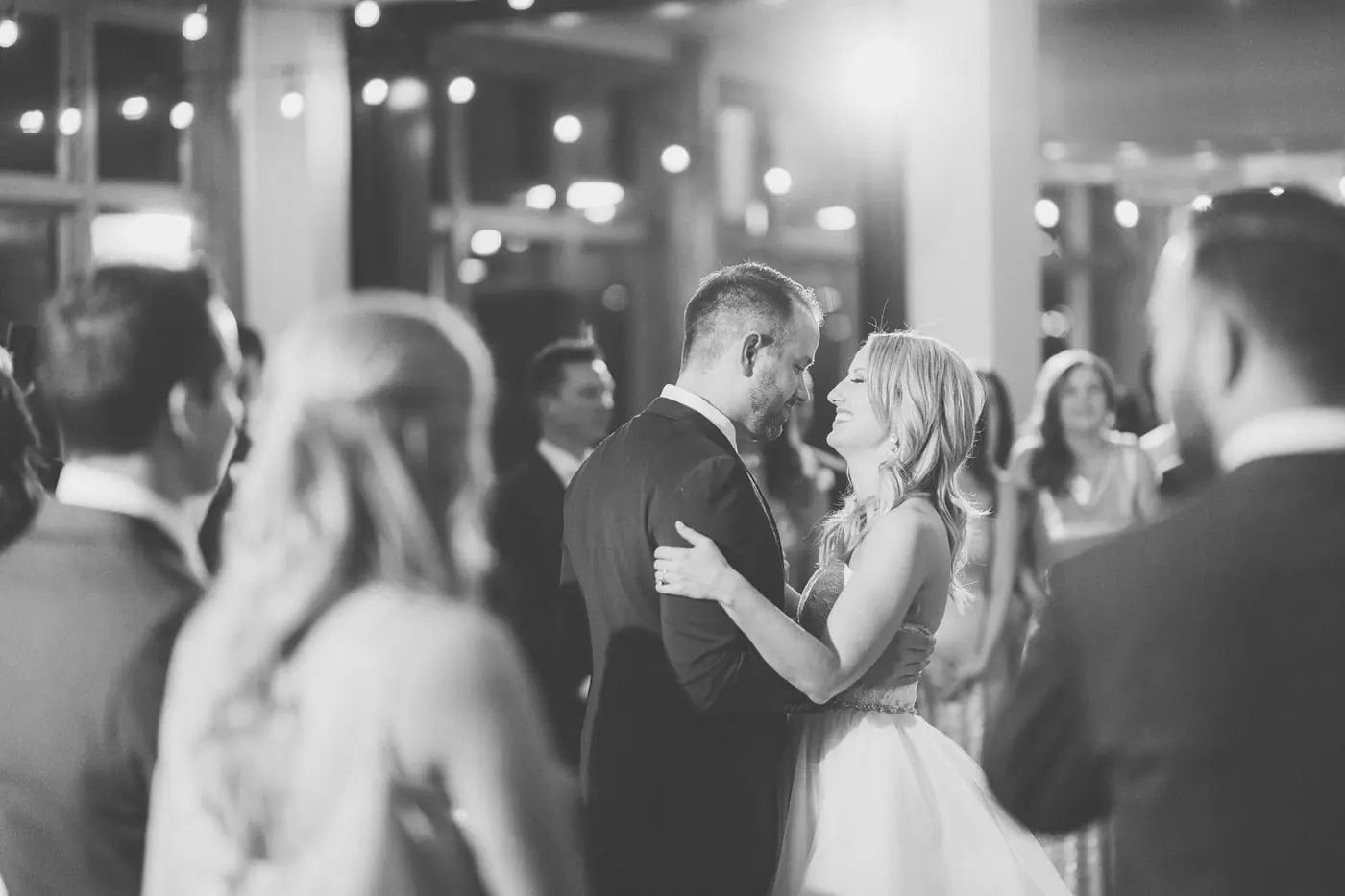 Black-and-white first dance of Rian and Matt at their Park City wedding